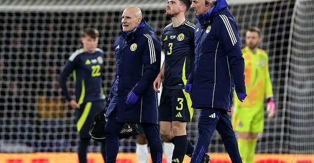 Andy Robertson se lesionó nuevamente en el partido internacional con Escocia, la estrella del Liverpool sufre dolor en el tobillo, después de estar fuera de juego durante tres meses por una lesión en el hombro en octubre.

 MEAS MAGZ